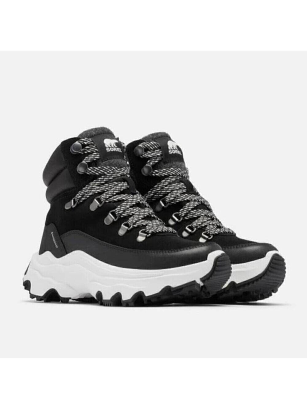 Sorel Womens 7 Sneaker Boots Black & Sea Salt Waterproof Lace Up NEW IN BOX